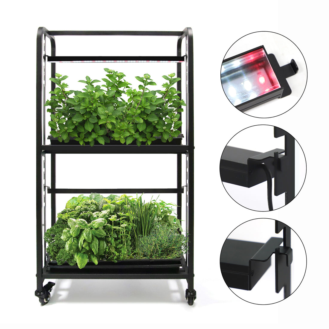 1.15m 2 - Tier Adjustable LED Grow Light System Plant Rack for Indoor Gardening